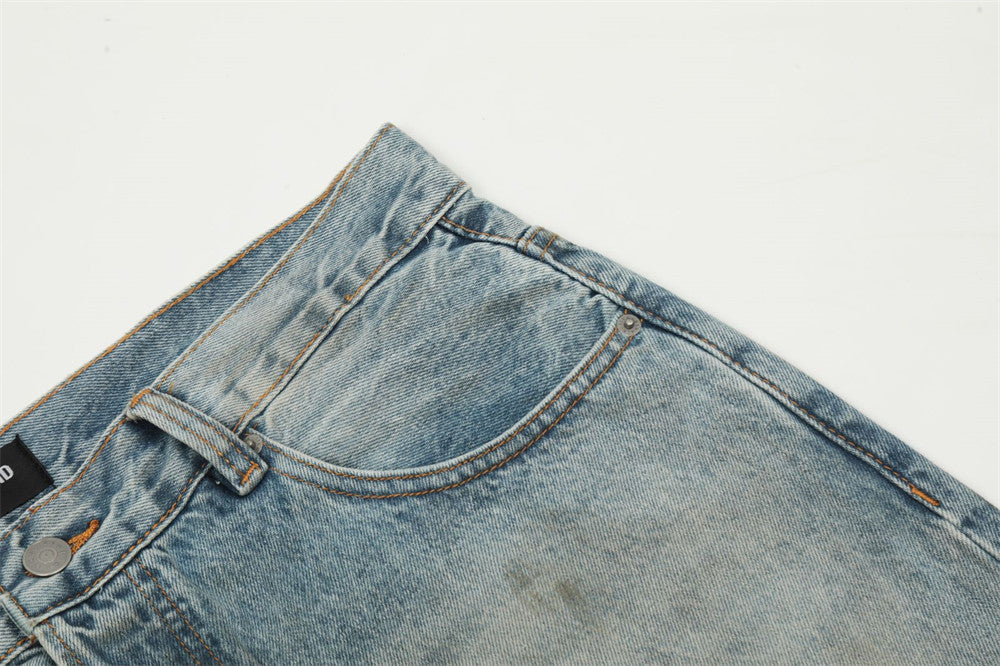 Ripped Dirty Denim Baggy Pants Men